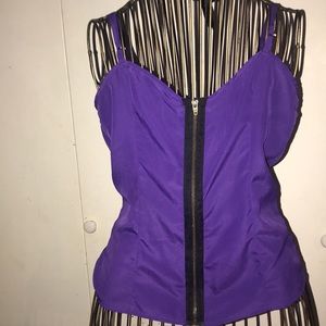 {Miley} Ruffle Front Full Zipper Back Blouse